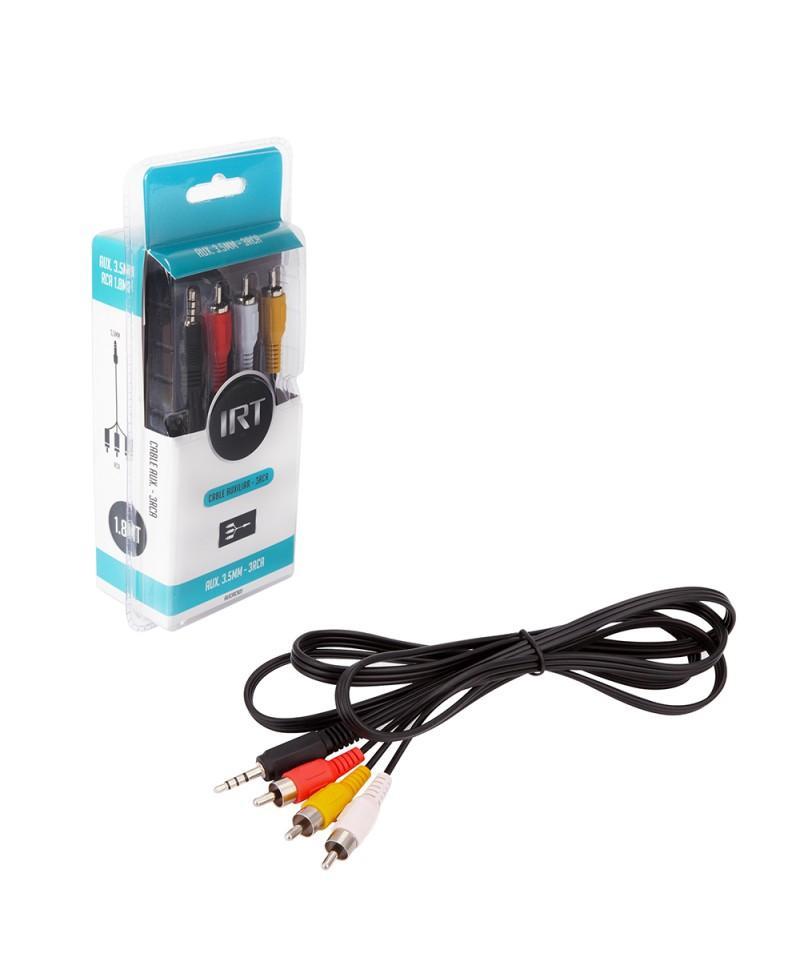 Cable IRT 3 RCA macho - 1 plug 3,5mm macho - 1.2 metros, I005AUX3RCA01