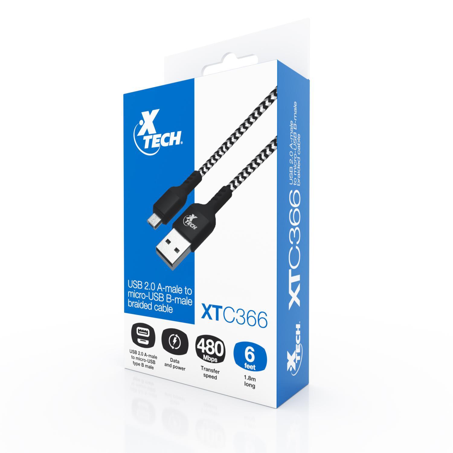 Cable Adaptador Xtech USB A A Micro USB B Blindado, XTC 366